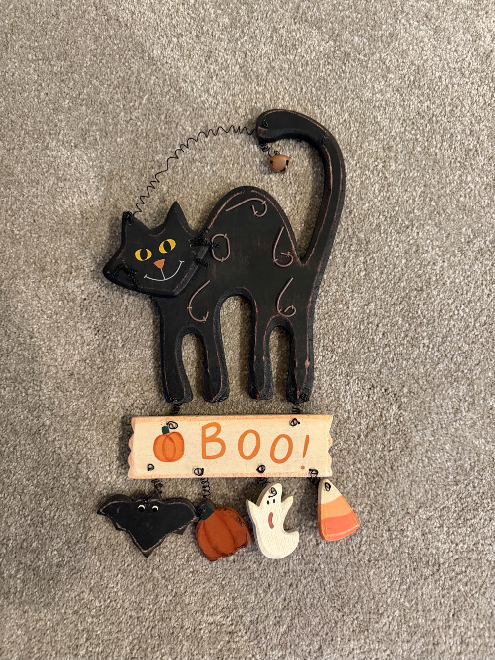 Halloween 'Boo!' Black Cat Hanging Pet Decor